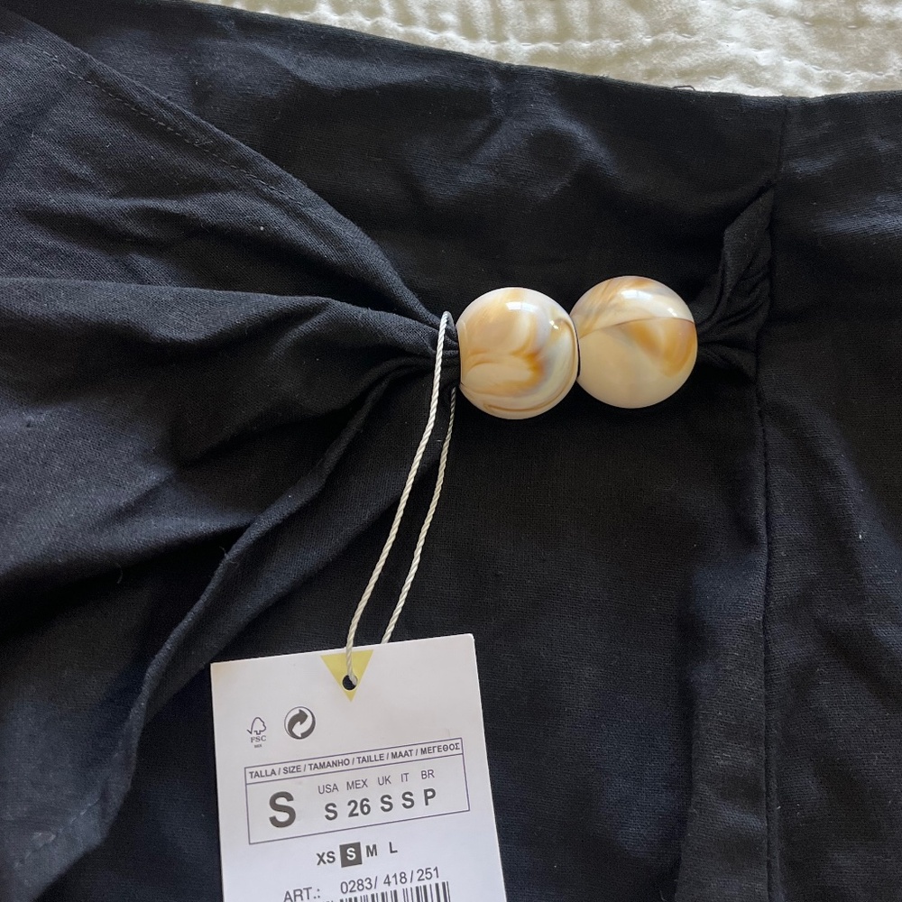 New linen front slit beaded skirt